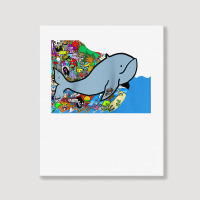 Blue Whale, Marine Sea Animal, Ocean Life, Surf, Art Work Raglan Baseb Portrait Canvas Print | Artistshot