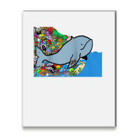 Blue Whale, Marine Sea Animal, Ocean Life, Surf, Art Work Raglan Baseb Metal Print Vertical | Artistshot