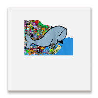 Blue Whale, Marine Sea Animal, Ocean Life, Surf, Art Work Raglan Baseb Metal Print Square | Artistshot