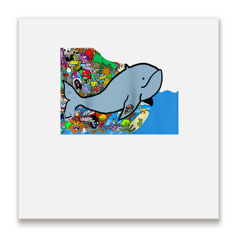 Blue Whale, Marine Sea Animal, Ocean Life, Surf, Art Work Raglan Baseb Metal Print Square | Artistshot