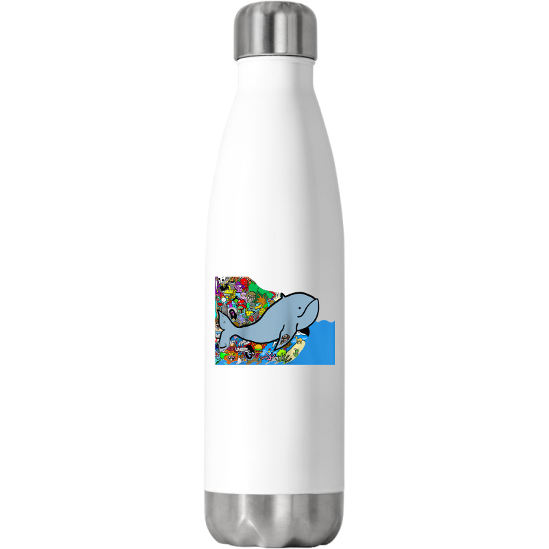 Blue Whale, Marine Sea Animal, Ocean Life, Surf, Art Work Raglan Baseb Stainless Steel Water Bottle | Artistshot