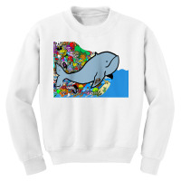 Blue Whale, Marine Sea Animal, Ocean Life, Surf, Art Work Raglan Baseb Youth Sweatshirt | Artistshot