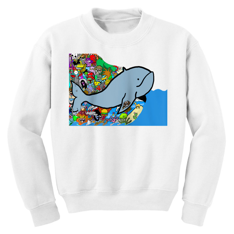 Blue Whale, Marine Sea Animal, Ocean Life, Surf, Art Work Raglan Baseb Youth Sweatshirt | Artistshot