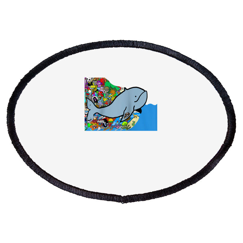 Blue Whale, Marine Sea Animal, Ocean Life, Surf, Art Work Raglan Baseb Oval Patch | Artistshot