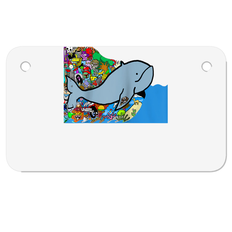 Blue Whale, Marine Sea Animal, Ocean Life, Surf, Art Work Raglan Baseb Motorcycle License Plate | Artistshot