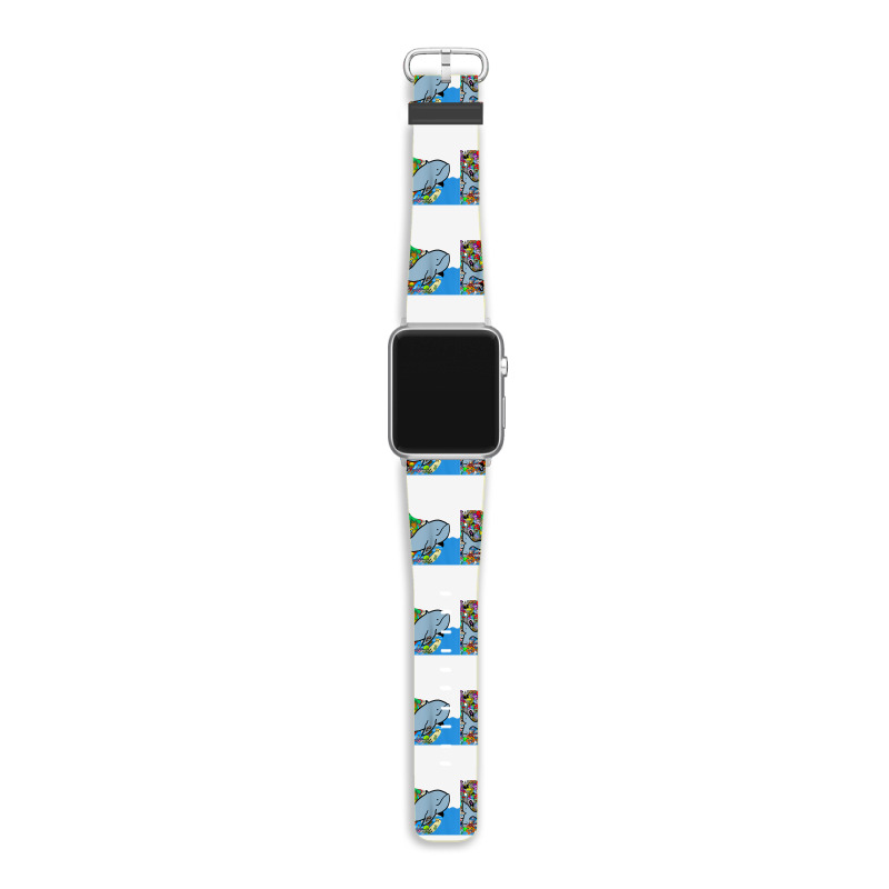 Blue Whale, Marine Sea Animal, Ocean Life, Surf, Art Work Raglan Baseb Apple Watch Band | Artistshot