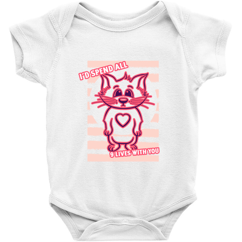 Valentines Day Cat Nine Lives Couple Love Pun Baby Bodysuit by Snap Jolly | Artistshot