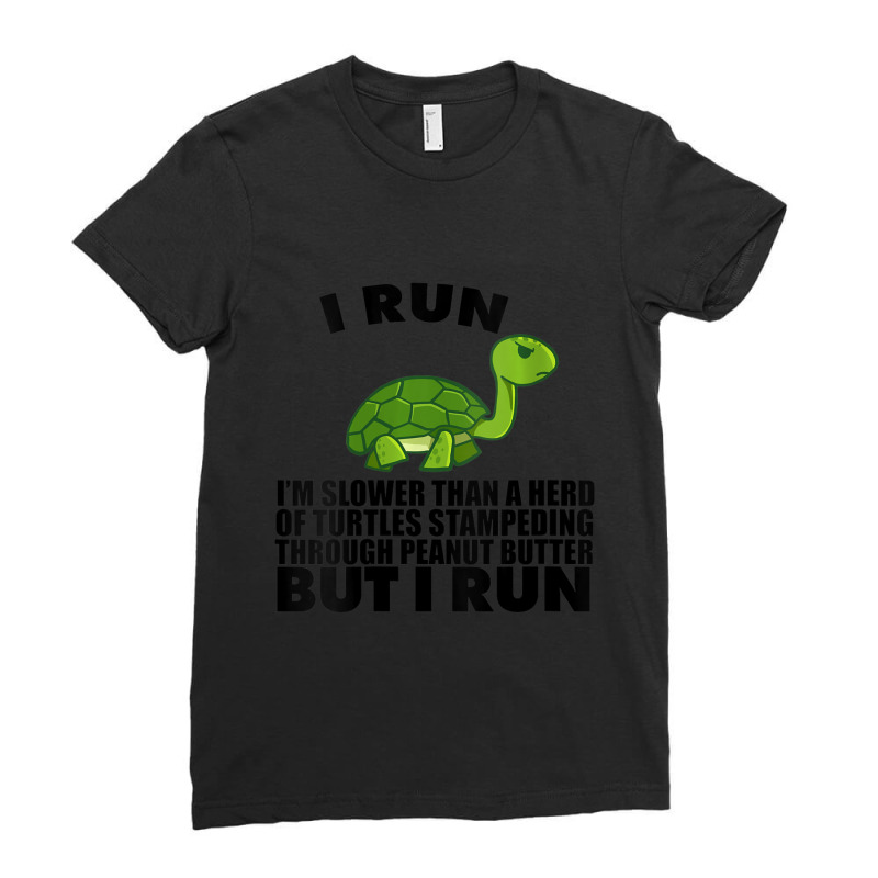 Womens I Run Slower Than Turtles In Peanut Butter Running V-neck Ladies Fitted T-Shirt by cm-arts | Artistshot