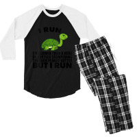 Womens I Run Slower Than Turtles In Peanut Butter Running V-neck Men's 3/4 Sleeve Pajama Set | Artistshot