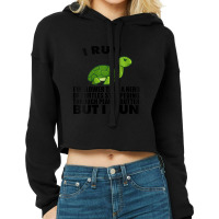 Womens I Run Slower Than Turtles In Peanut Butter Running V-neck Cropped Hoodie | Artistshot