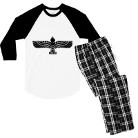 Aramaic Aramean Flag Eagle Torch Syrian Aramaic T Shirt Men's 3/4 Sleeve Pajama Set | Artistshot