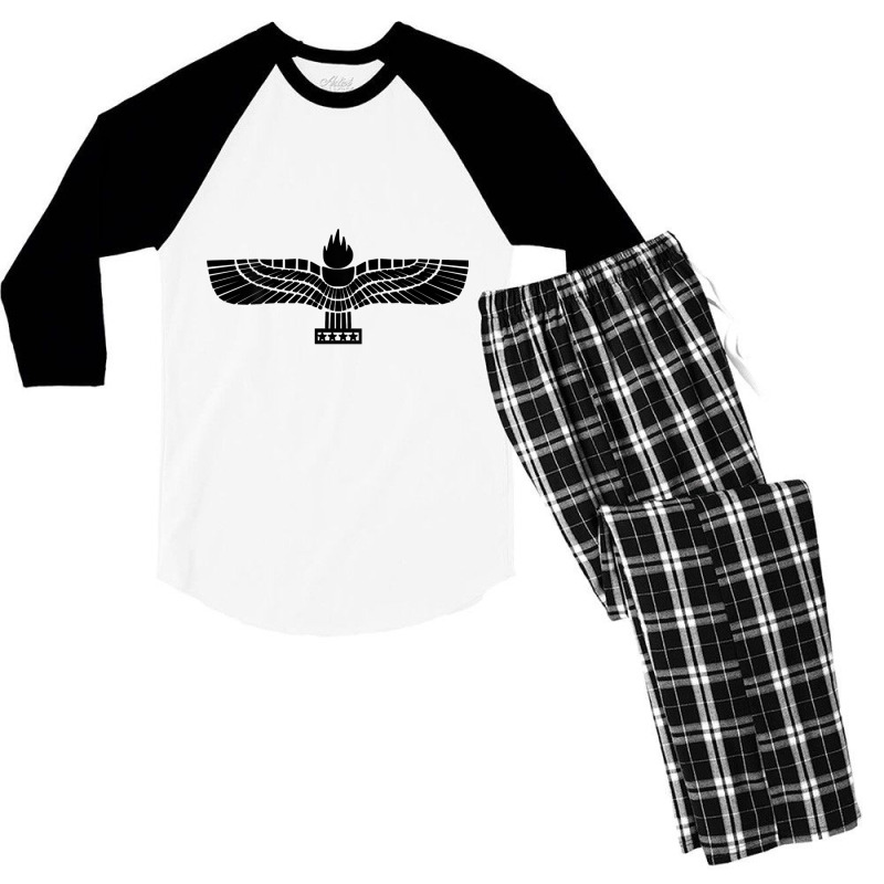 Aramaic Aramean Flag Eagle Torch Syrian Aramaic T Shirt Men's 3/4 Sleeve Pajama Set by cm-arts | Artistshot