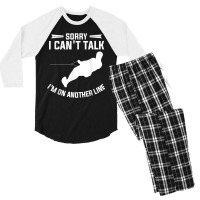 Sorry I Can't Talk I'm On Another Line Wakeboarding T Shirt Men's 3/4 Sleeve Pajama Set | Artistshot