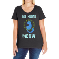 Be Here Meow Spiritual Cat Namaste Yoga Mantra Raglan Baseball Tee Ladies Curvy T-shirt | Artistshot