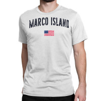 Patriotic Usa Flag Stencil Marco Island Fl T Shirt Classic T-shirt | Artistshot