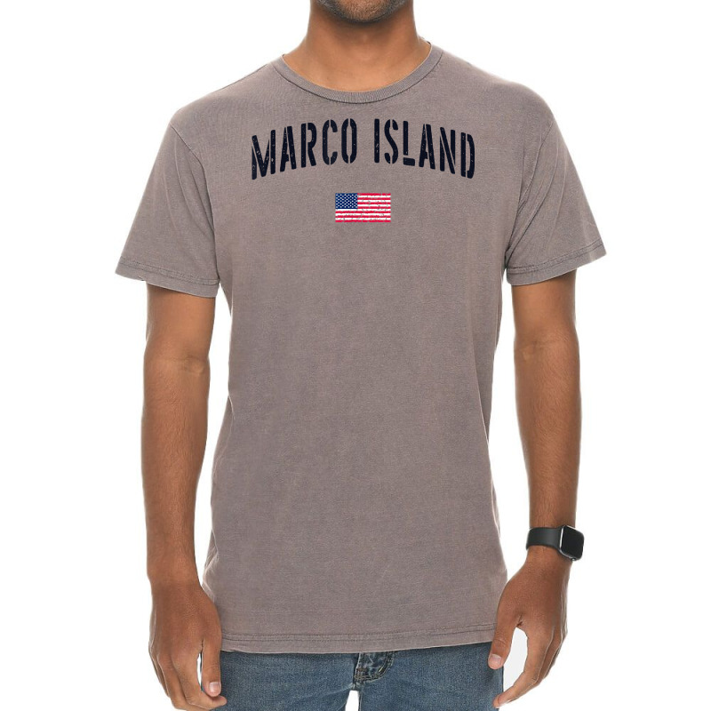 Patriotic Usa Flag Stencil Marco Island Fl T Shirt Vintage T-Shirt by cm-arts | Artistshot