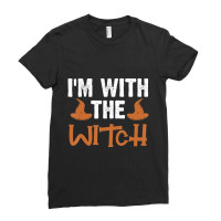 Halloween I'm With The Witch Couple Costume Ladies Fitted T-shirt | Artistshot