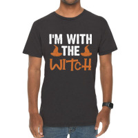 Halloween I'm With The Witch Couple Costume Vintage T-shirt | Artistshot