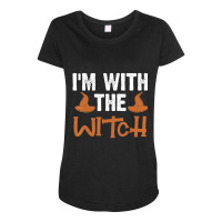 Halloween I'm With The Witch Couple Costume Maternity Scoop Neck T-shirt | Artistshot