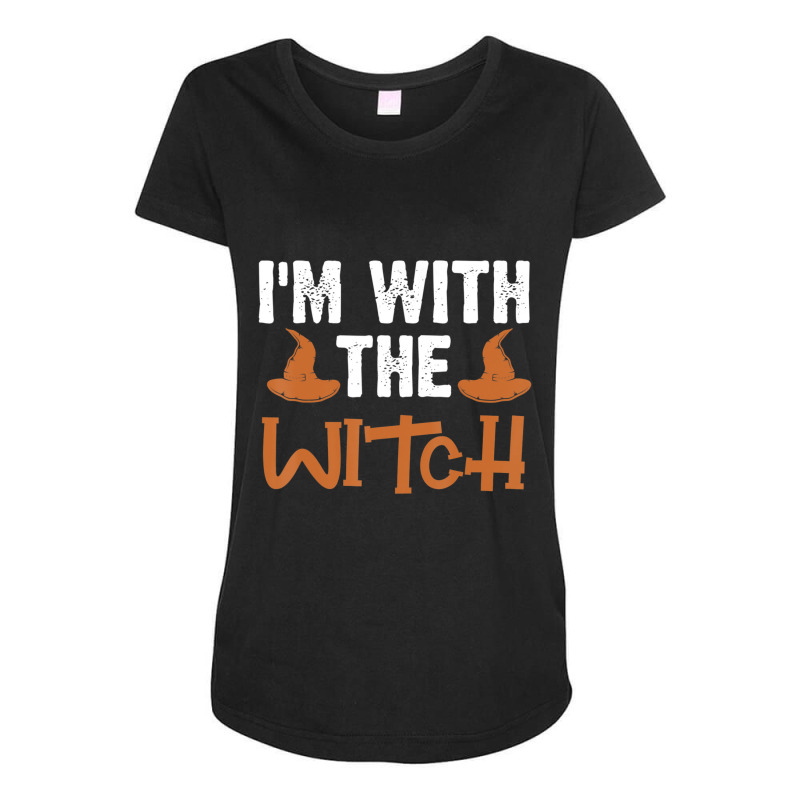 Halloween I'm With The Witch Couple Costume Maternity Scoop Neck T-shirt by cm-arts | Artistshot