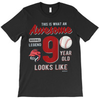 Kids 9th Birthday Awesome 9 Year Old Baseball Legend T-shirt | Artistshot