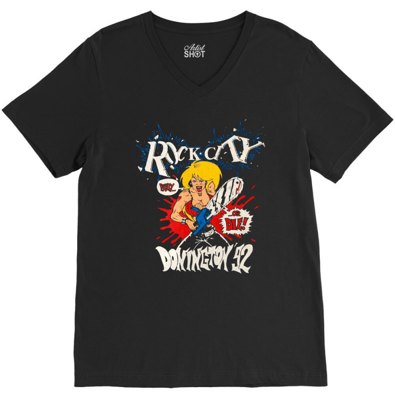 Donington, Rock City 1992, The Donington, Donington Art, Donington Vin V-Neck Tee by SHOPIOOT9 | Artistshot