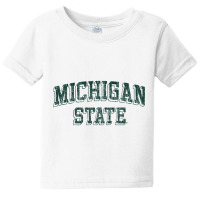 Michigan State Spartans Retro Arch Heather Gray Pullover Hoodie Baby Tee | Artistshot