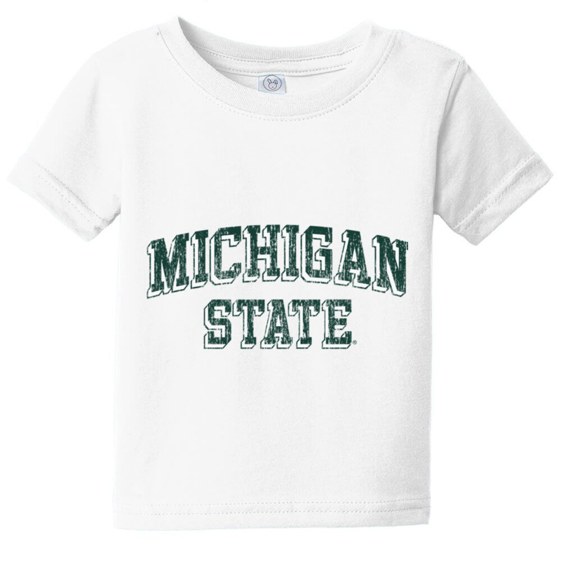 Michigan State Spartans Retro Arch Heather Gray Pullover Hoodie Baby Tee | Artistshot