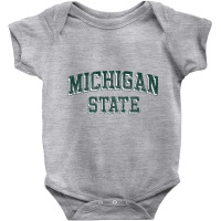 Michigan State Spartans Retro Arch Heather Gray Pullover Hoodie Baby Bodysuit | Artistshot