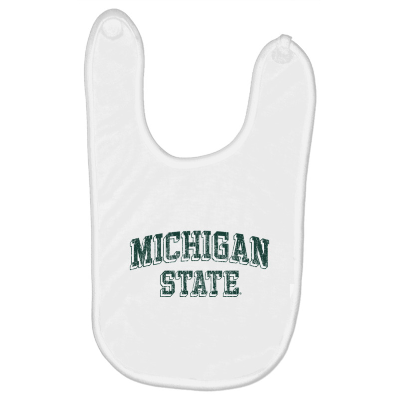 Michigan State Spartans Retro Arch Heather Gray Pullover Hoodie Baby Bibs | Artistshot