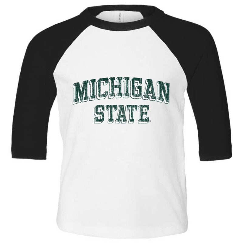 Michigan State Spartans Retro Arch Heather Gray Pullover Hoodie Toddler 3/4 Sleeve Tee | Artistshot