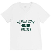 Michigan State Spartans Varsity Black Officially Licensed Pullover Hoo V-neck Tee | Artistshot