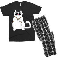 Cat Drummer Music Lover Musician Instrumentalist Kitty Tank Top Men's T-shirt Pajama Set | Artistshot