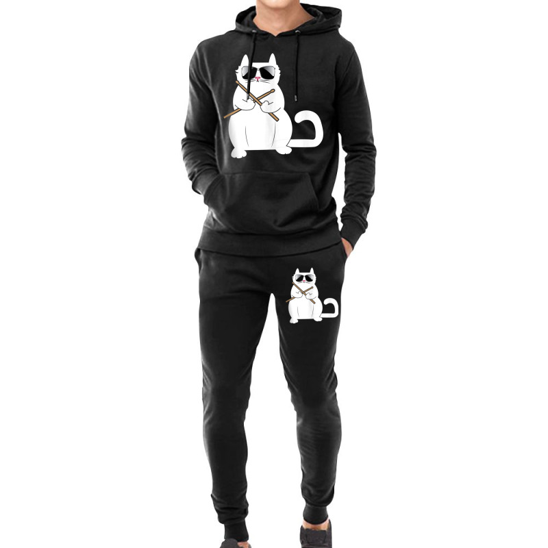 Cat Drummer Music Lover Musician Instrumentalist Kitty Tank Top Hoodie & Jogger set by cm-arts | Artistshot