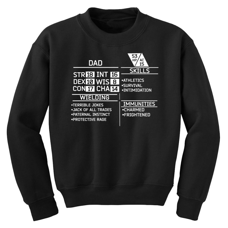 Dad Stats Dungeons Gamer D20 Tabletop Dragons Nerdy Youth Sweatshirt by hotoancuong | Artistshot