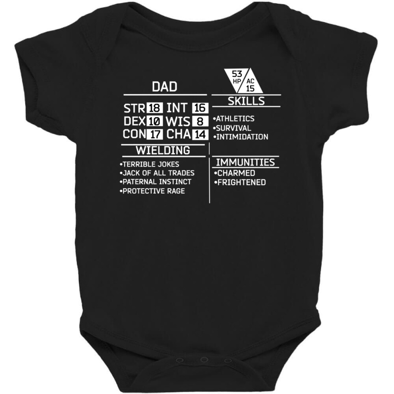 Dad Stats Dungeons Gamer D20 Tabletop Dragons Nerdy Baby Bodysuit by hotoancuong | Artistshot