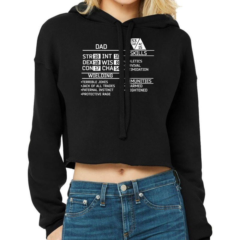 Dad Stats Dungeons Gamer D20 Tabletop Dragons Nerdy Cropped Hoodie by hotoancuong | Artistshot