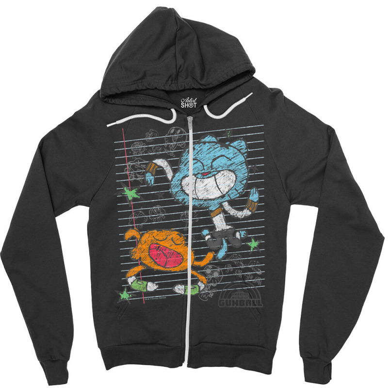 Cn Gumball And Darwin Sketched Paper Zipper Hoodie by ngodieutrinh | Artistshot