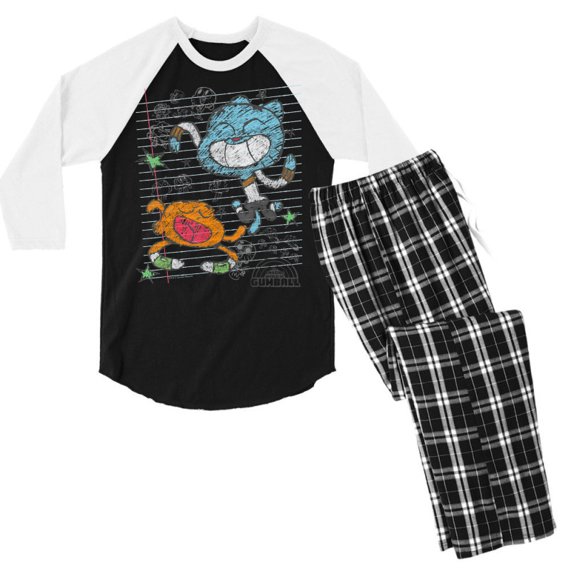 Cn Gumball And Darwin Sketched Paper Men's 3/4 Sleeve Pajama Set by ngodieutrinh | Artistshot