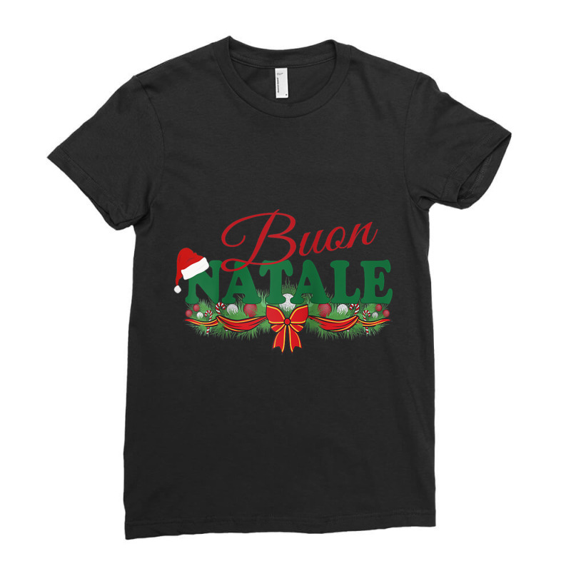 Italian Christmas Design Tanti Auguri Buon Natale Raglan Baseball Tee Ladies Fitted T-Shirt by cm-arts | Artistshot