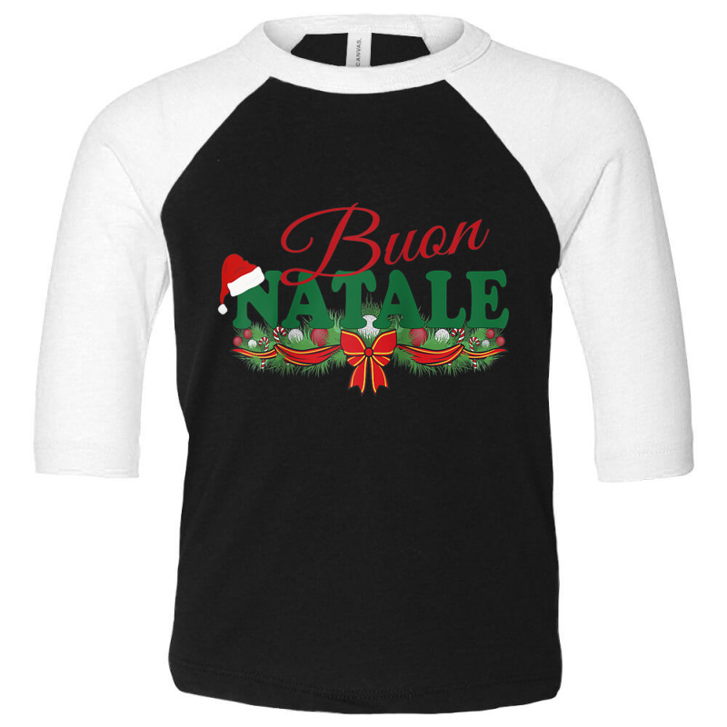 Italian Christmas Design Tanti Auguri Buon Natale Raglan Baseball Tee Toddler 3/4 Sleeve Tee by cm-arts | Artistshot