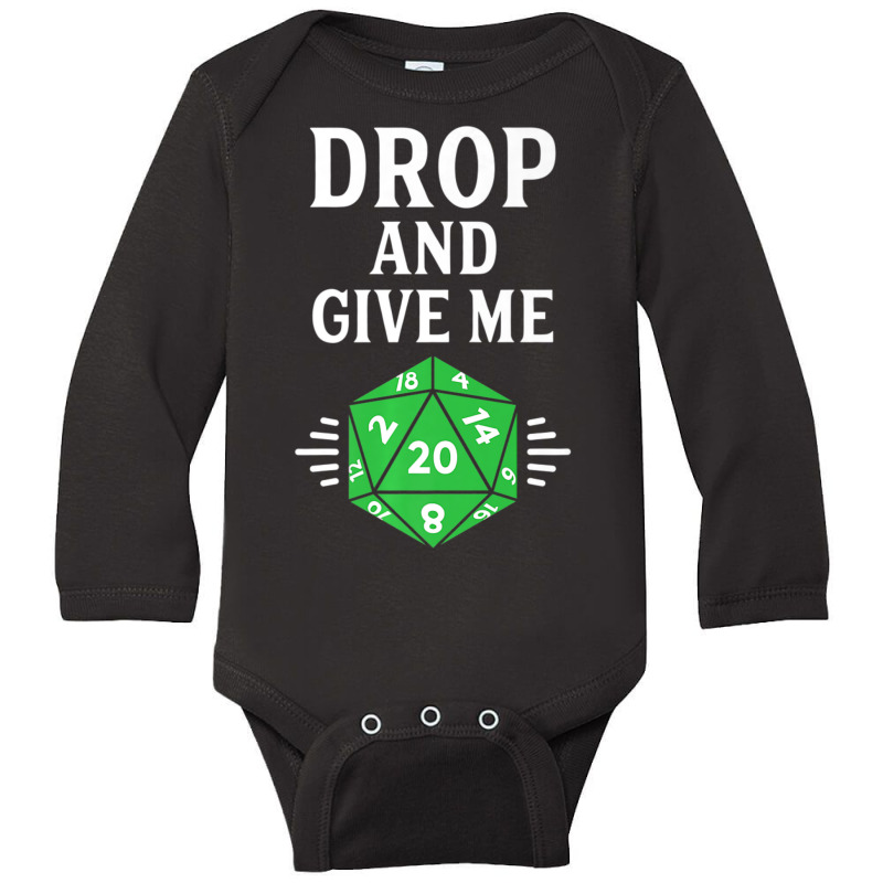 Dragons Game Master And D20 Twenty Sided Die Dice Dungeons Long Sleeve Baby Bodysuit | Artistshot