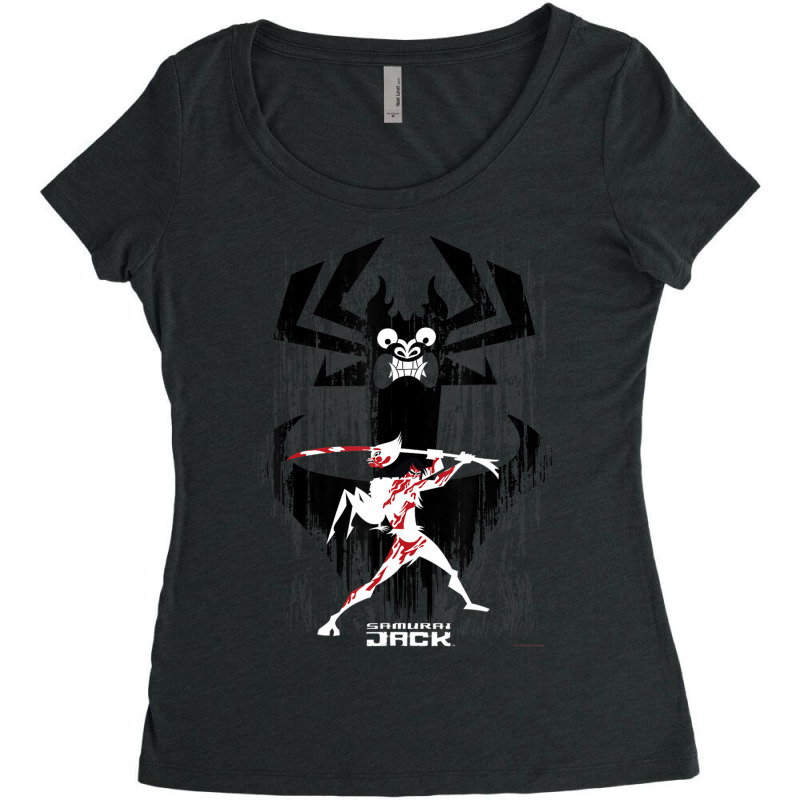 Cn Samurai Jack Aku Distressed Silhouettes Women's Triblend Scoop T-shirt by ngodieutrinh | Artistshot