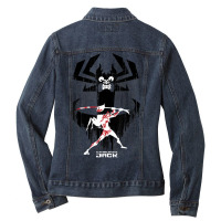 Cn Samurai Jack Aku Distressed Silhouettes Ladies Denim Jacket | Artistshot