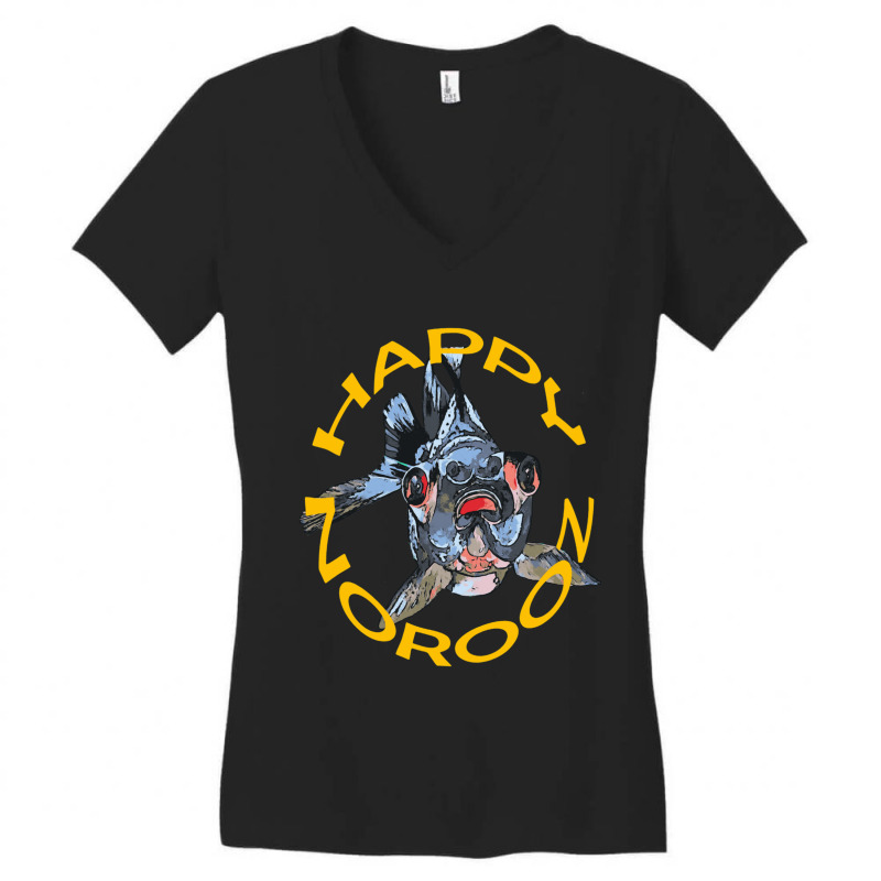 Happy Norooz Artistic Greeting With Blackmoor Goldfish Women's V-Neck T-Shirt by cm-arts | Artistshot