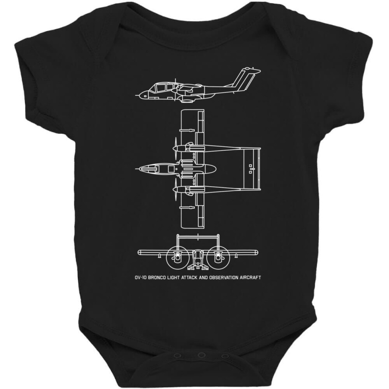 Ov-10 Bronco American Plane Blueprint Schematic Baby Bodysuit by cm-arts | Artistshot