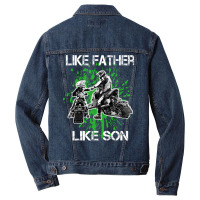 Snowmobile Father Like Son Snowcross Christmas Gift Men Denim Jacket | Artistshot