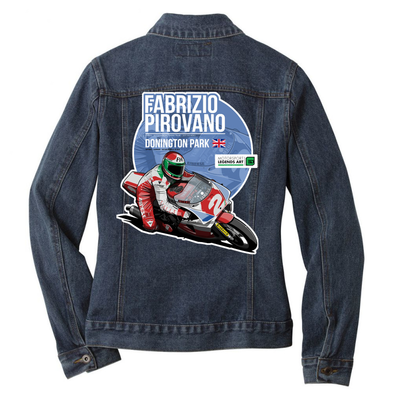 Fabrizio Pirovano, 1989 Donington Park, The Fabrizio Pirovano, Fabrizi Ladies Denim Jacket by SHOPP8D | Artistshot