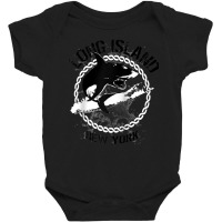 Long Island New York Shark Graphic Raglan Baseball Tee Baby Bodysuit | Artistshot