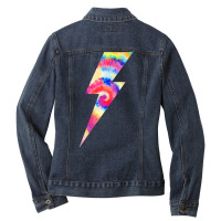 Womens Tie Dye Lightning Bolt V Neck T Shirt Ladies Denim Jacket | Artistshot